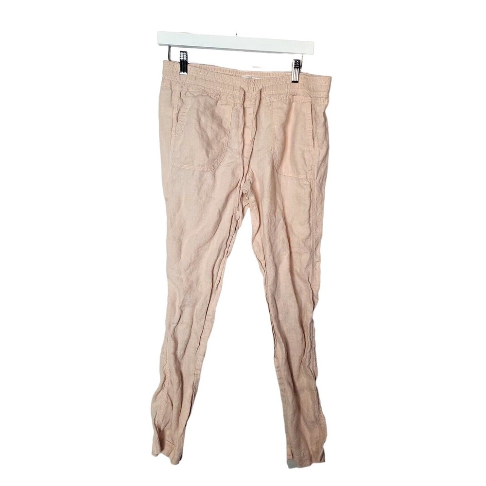 Ann Taylor LOFT Peach 100% Linen Drawstring Straight Leg‎ Pants Womans Size 6